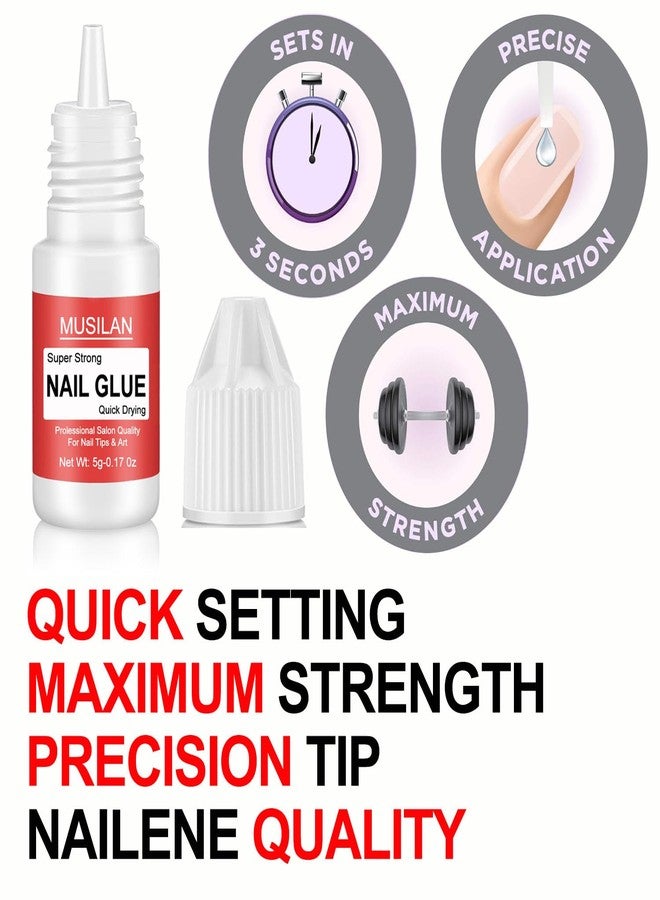 MUSILAN 12 Bottle 5g Nail Glue,Super Strong Nail Glue for Press On Nails,Professional Upgrade Safety & Quick Dry Nail Gel for Acrylic Nails Tips & False Nail Long Lasting for Stick On Broken - Image 2
